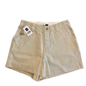 NWT GAP Clean Cut Khaki Tan Midrise Shorts 100% Cotton 0